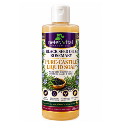 Rosemary & Black Seed Oil Pure-Castile Liquid Soap – 250ml